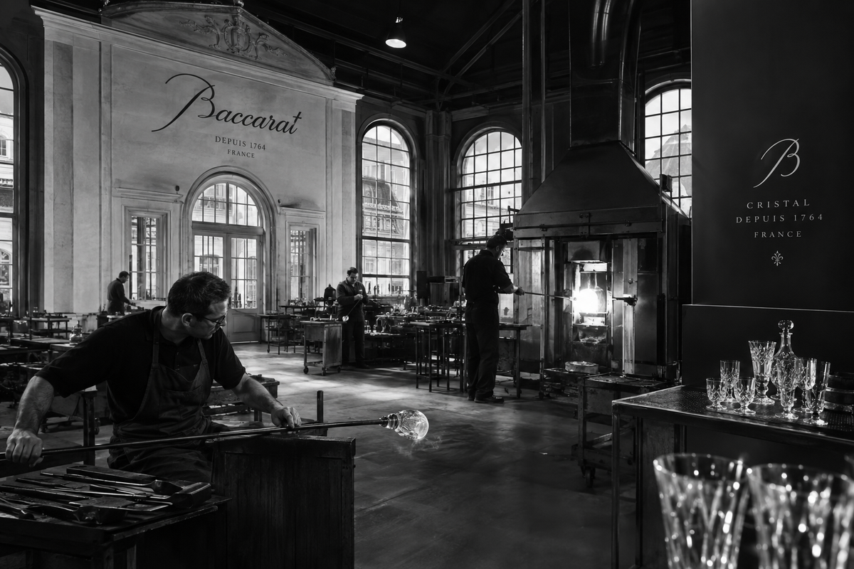 Cristallerie Baccarat en noir et blanc